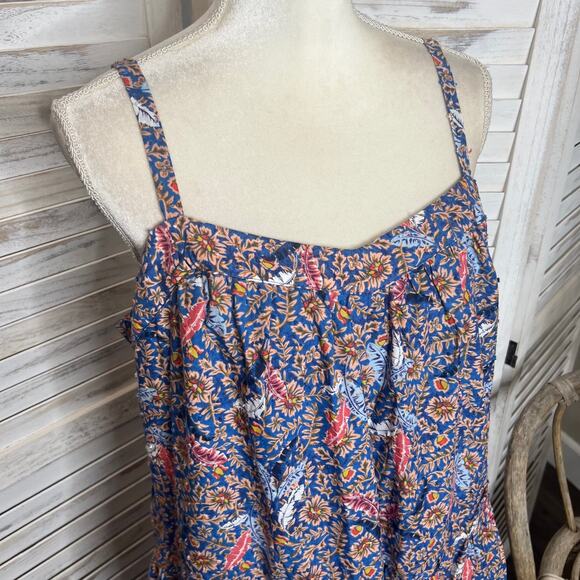 KNOX ROSE Women's L Off The Coast Tiered Midi Peasant Dress NWT Multi Floral - Picture 8 of 16